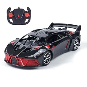 Amazon Brand - Jam & Honey Remote Control Car for Kids | High-Speed RC Car with Rechargeable Lithium Battery | Type-C Charging | LED Headlights | Black&Red