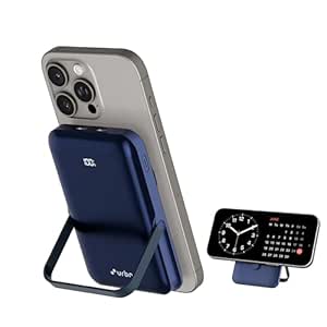 URBN 10000 mAh Stand Pro Magsafe Power Bank with Foldable Metalic Stand | 15W Fast Wireless Charging | Strong Magnetic Hold | Type C Input/Output | Pass Through Charging (Blue)