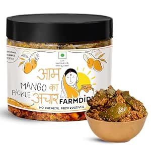 FarmDidi Mango Pickle 325g | Homemade Traditional Indian Achar | Less Oil Aam ka achar home made Pickle in fresh | Dry Sukha Aam Ka Achaar made with Organic Methods & Preservative free