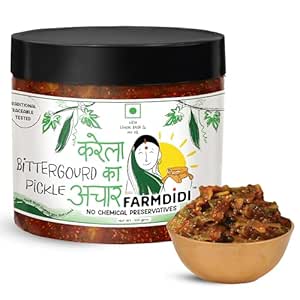 FarmDidi Bitter Gourd Pickle 325g in Fresh | Homemade Karela ka Achaar Without Oil | Sun-Dried Pickle with No Preservatives | Authentic Karele ka Achar Recipe