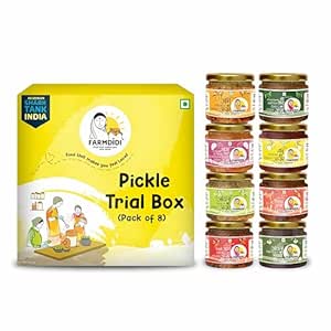Farm Didi FarmDidi Nani's Special Pickle Trial Pack Of 8|Authentic Homemade Traditional Achar & Chutney|TV Featured|Spicy & Sweet Pickles|No Artificial Preservatives|Less Or No Oil|Sun-Dried Achar